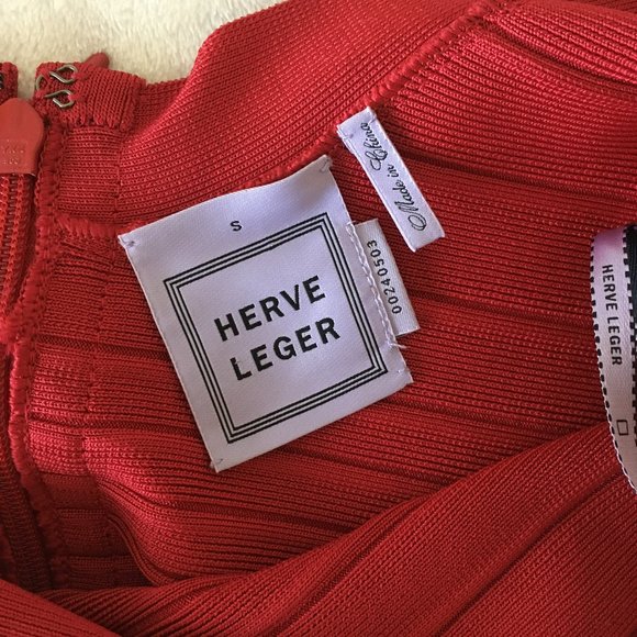 Herve Leger Sydney Bandage Bodycon Scoopneck Mini Dress Lipstick Red Small - Picture 10 of 11